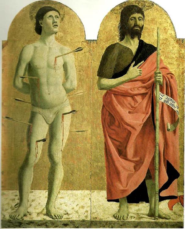 Piero della Francesca sts sebastian and john the baptist from the polyptych of the misericordia oil painting image